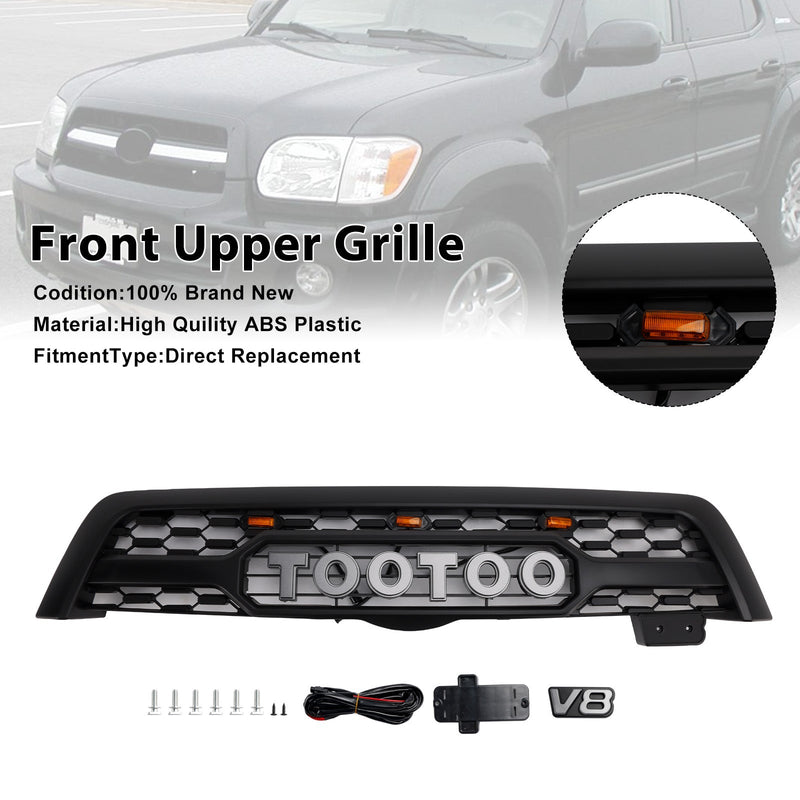 Frontstoßstangengrill in Mattschwarz, passend für Toyota Sequoia 2005-2007 mit LED-Beleuchtung