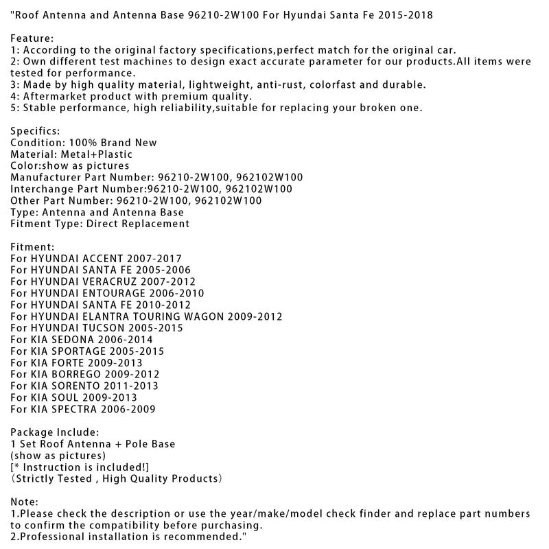 Dachantenne und Antennenfuß 96210-2W100 Für Hyundai Santa Fe 2015-2018