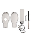 Benz GLC GLK CLS Leder Legierung Aluminium TPU Autoschlüssel Weiß Fall Abdeckung