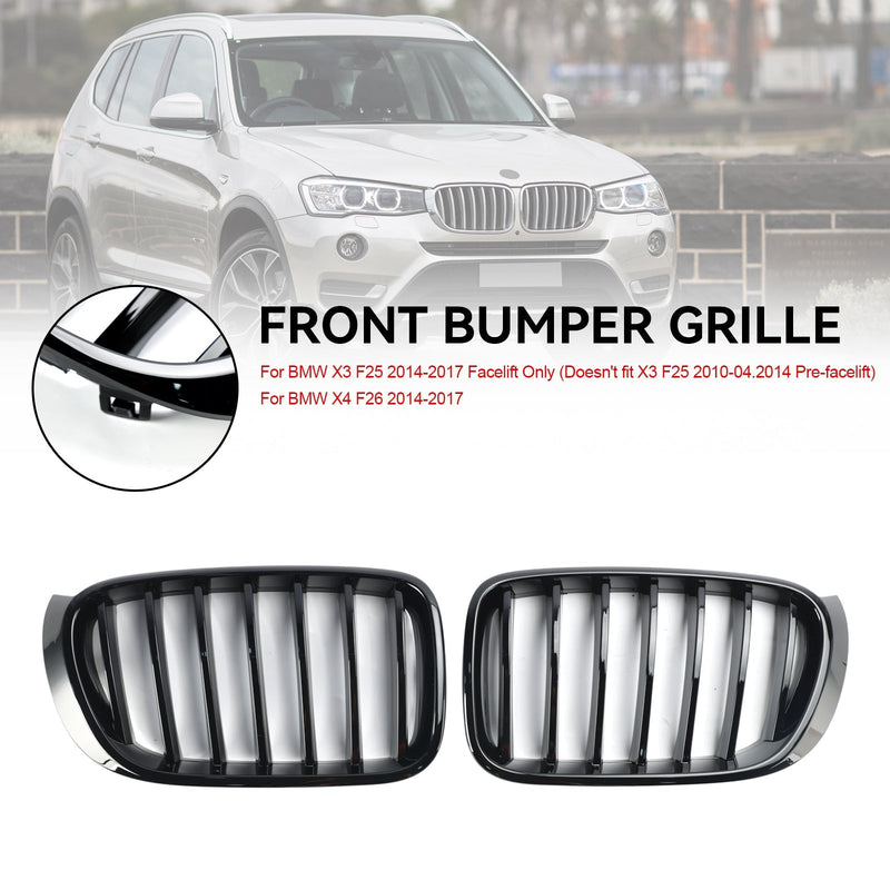 2014-2017 BMW X3 F25 Facelift Gloss Black Front Bumper Nyre Grill 51117338571