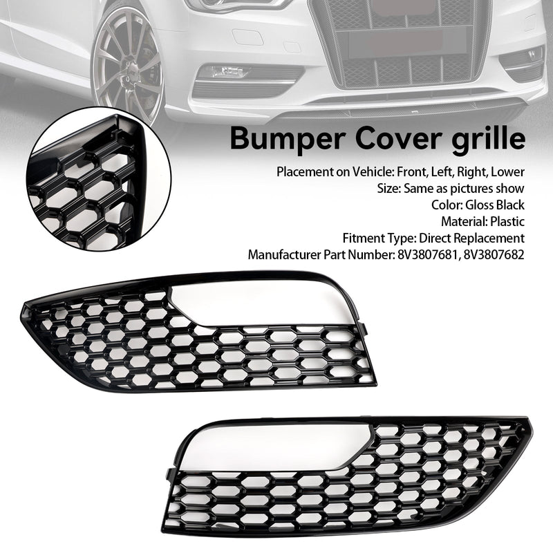 Audi A3 2012-2016 Mesh 2PCS etupuskurin sumuvalon suojasäleikkö.