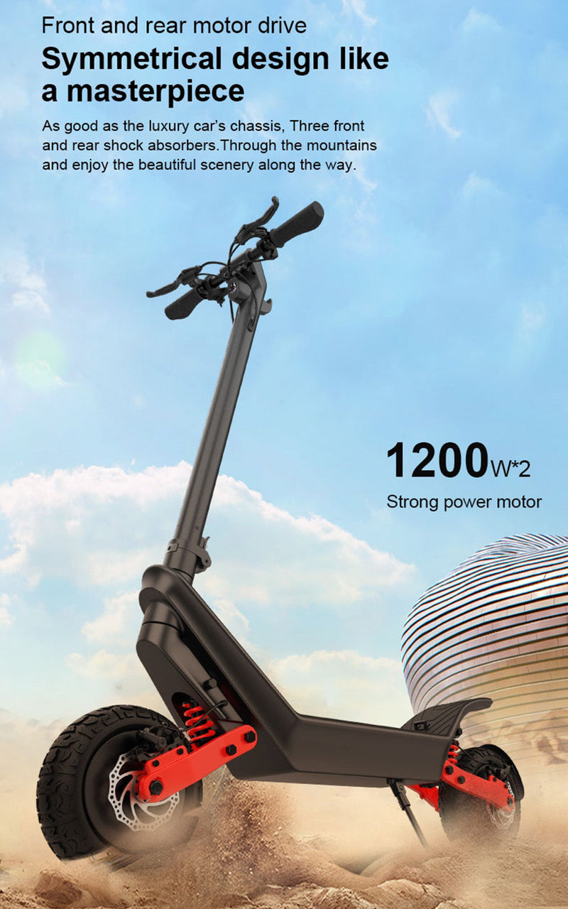 Scooter elétrico dobrável de longo alcance de alto desempenho off-road de 2400 W para adultos