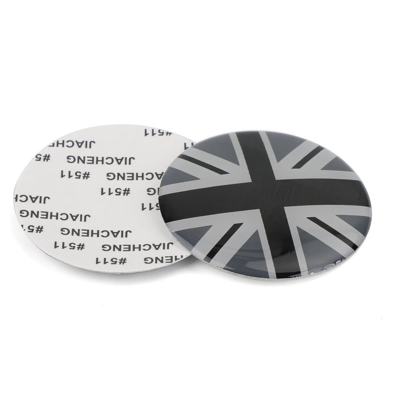 Black Union Jack UK Flag Wheel Hub Cap Emblem Badge Sticker for Mini Cooper Generic