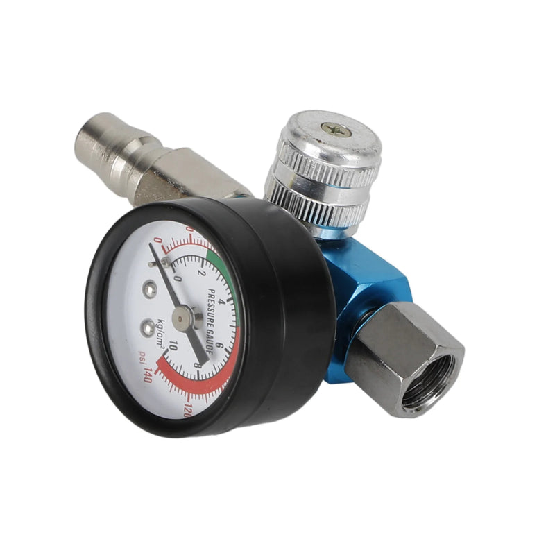 Blaues Mini-Luftregelventil-Werkzeug 1/4" Druckschalter Manometer für Lackierpistole