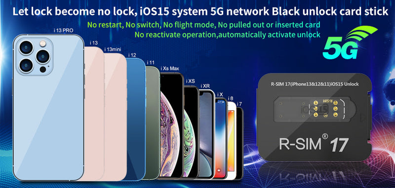 Oppgrader RSIM 17 Nano Unlock Card for iPhone 13 Pro 12 Pro Max X XS Max 8 iOS 15