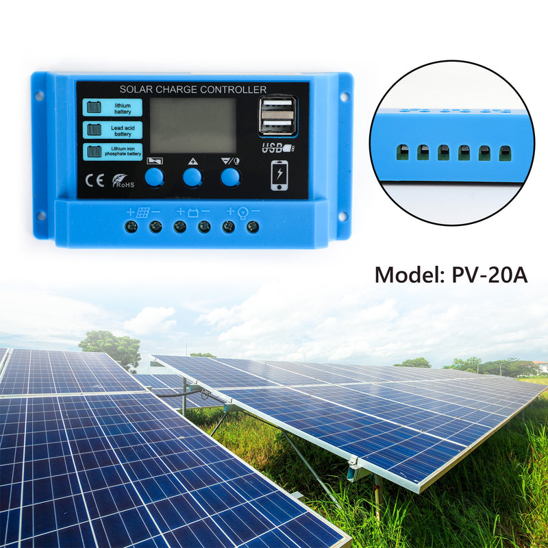 PWM 10A 20A 30A Solar Charge Controller PV-regulator för Lifepo4 Lithium Bly Acid Gel