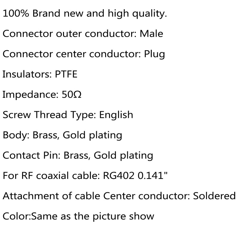 10 Uds conector SMA macho RG402 0.141 "medio Cable recto