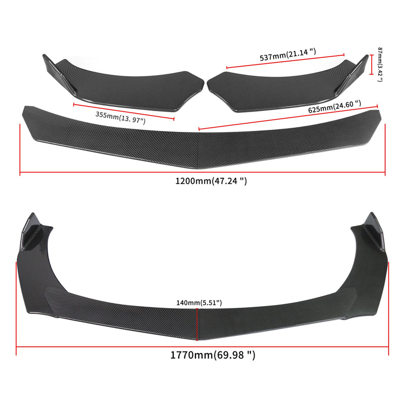 4PC Universal Front Bumper Lip Body Kit Spoiler Passer GMC Honda Civic Carbon Fiber Generic