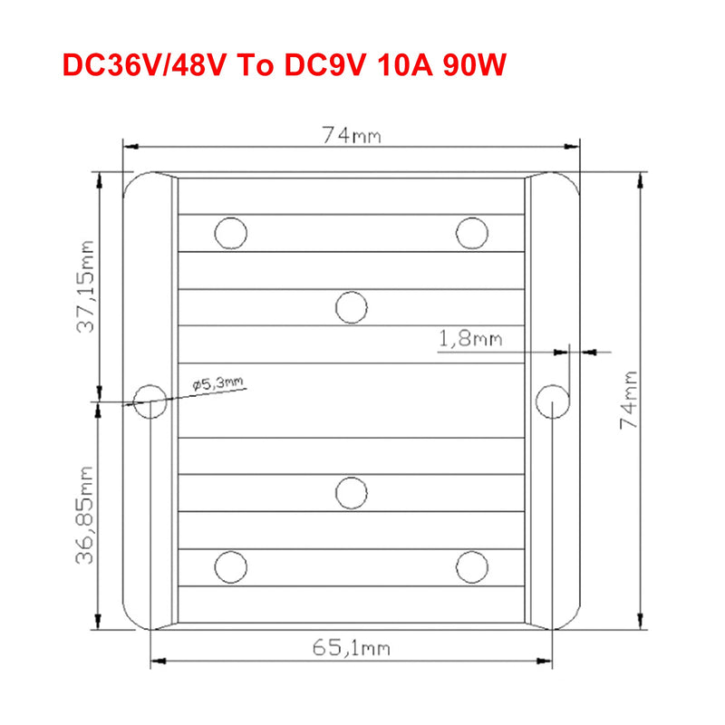 10A vedenpitävä DC/DC-muunnin virtalähteen säädin 36V/48V, vähennys 9V