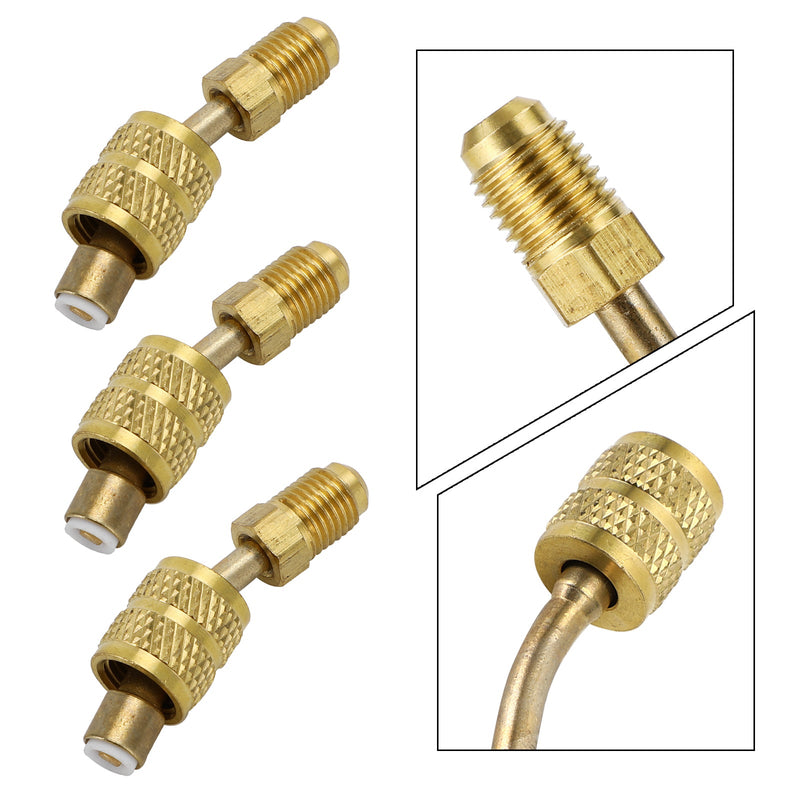 Adaptador bipartido de 3 peças R410A Soquete SAE de 5/16" Plugue SAE de 1/4" - dobra 45°