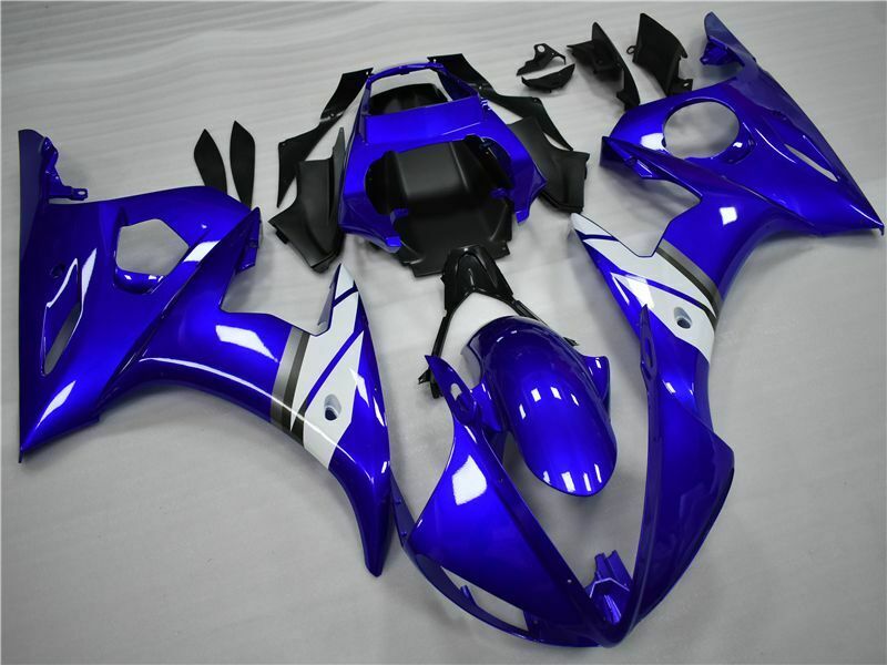 Verkleidungs-Einspritz-Kunststoff-Set mit Bolzen, passend für Yamaha 2005 YZF-R6, Blau, Weiß, generisch