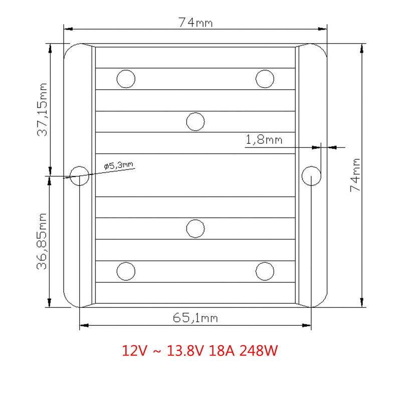 Vanntett DC 12V til 13,8V 18A 248W trinn strømforsyning omformer regulator