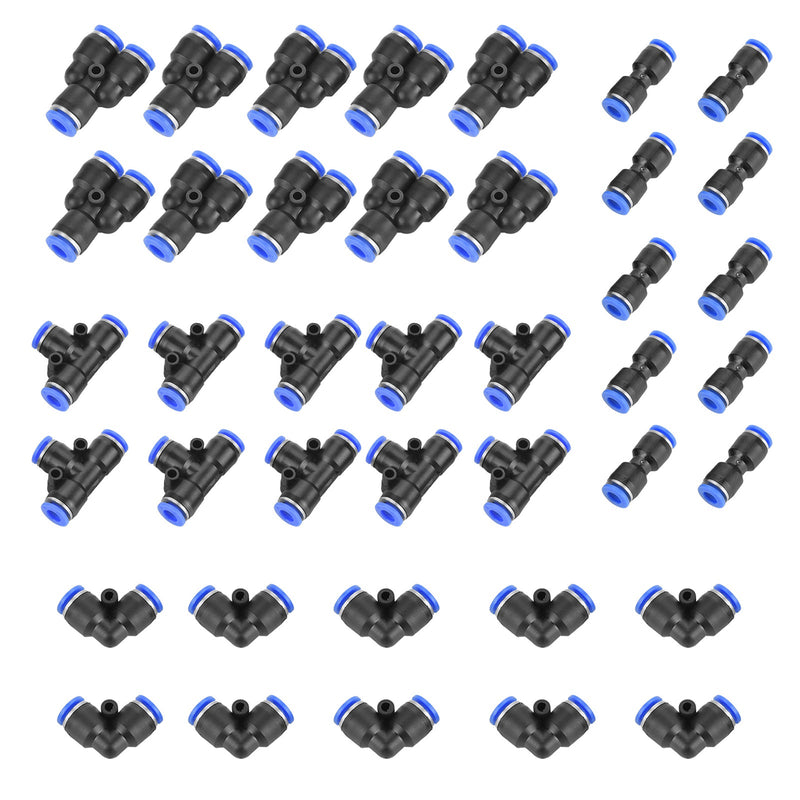 40 st Quick 6 mm OD 1/4" plast pneumatisk tryckkontakt Luftledningskopplingar