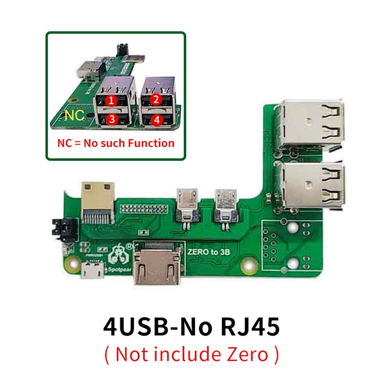 Placa de expansão Zero Pi0 USB HUB RJ45 HAT adequado para Raspberry Pi Zero 2w a 3B