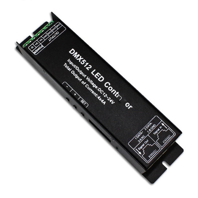 LED RGB DMX512 decodificador controlador DC12-24V 4x4A 16A 4 canais digital PWM dimmer