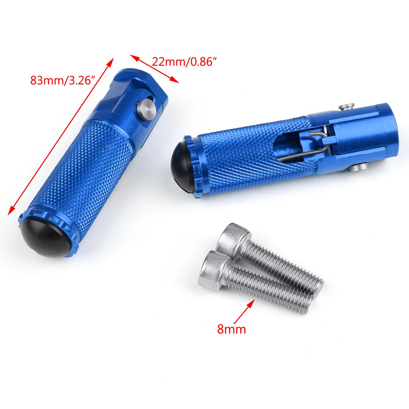 CNC Folding Fotpinner Bakre Fotpinner Set Rest Racing for Universal Motorcycle Blue