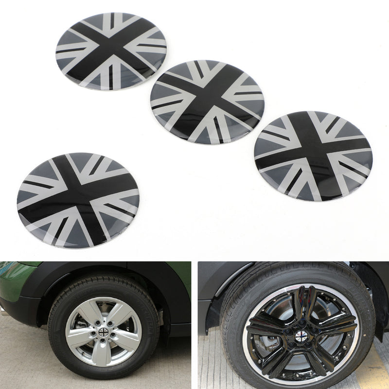 Black Union Jack UK Flag Wheel Hub Cap Emblem Badge Sticker for Mini Cooper Generic