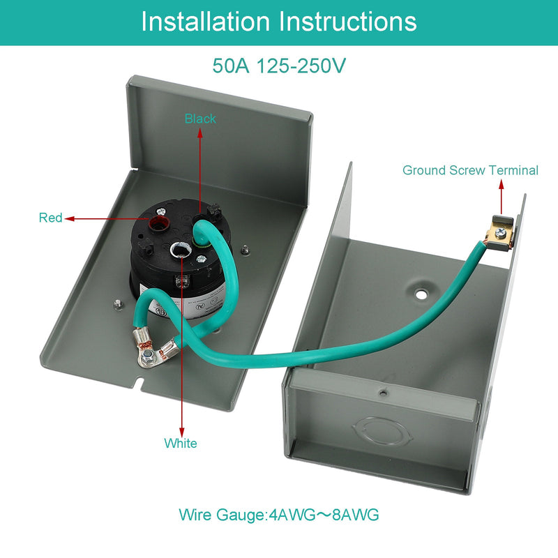 RV 50 Amp Power Inlet Box Außensteckdose 3-poliger Verriegelungsstecker mit LED-Licht