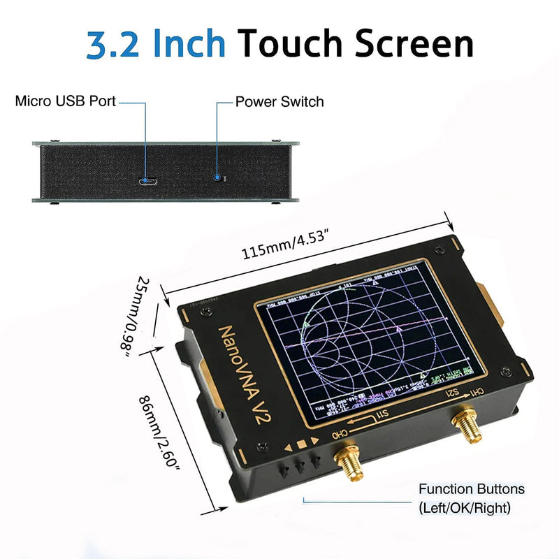 Nanovna v2 3g 3.2 "analisador de antena de rede vetorial 50khz-3ghz para ondas curtas