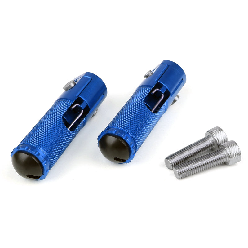 CNC Folding Fotpinner Bakre Fotpinner Set Rest Racing for Universal Motorcycle Blue