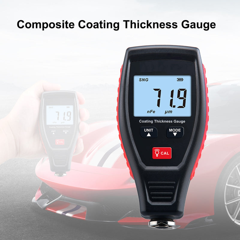 Medidor de profundidade digital para revestimento de tinta de carro Medidor de espessura medindo 0-1800μm