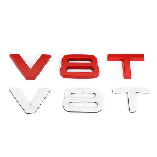 V8T Emblem märke för Audi A1 A3 A4 A5 A6 A7 Q3 Q5 Q7 S6 S7 S8 S4 SQ5 Röd