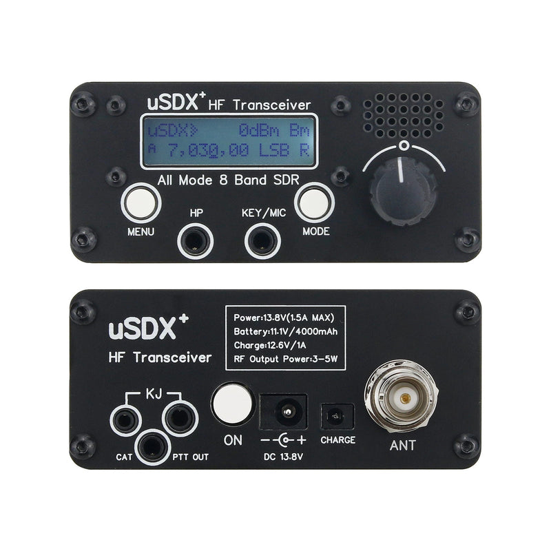 Novo USDx+ Transceptor HF HF Ham Radio QRP CW Transceptor 3W-5W Todos os Modos 8 Bandas