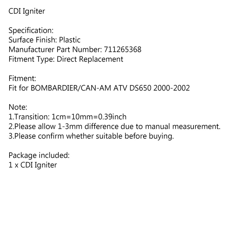 CDI forsterkerboks for Bombardier Can-AM DS650 DS 650 2000-2002 / 711265368