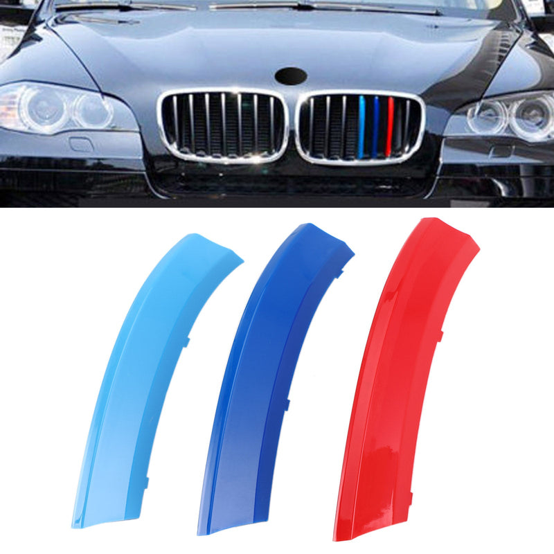 Embellecedor de clip de tiras de cubierta de parrilla delantera tricolor para BMW x5 2008-2013