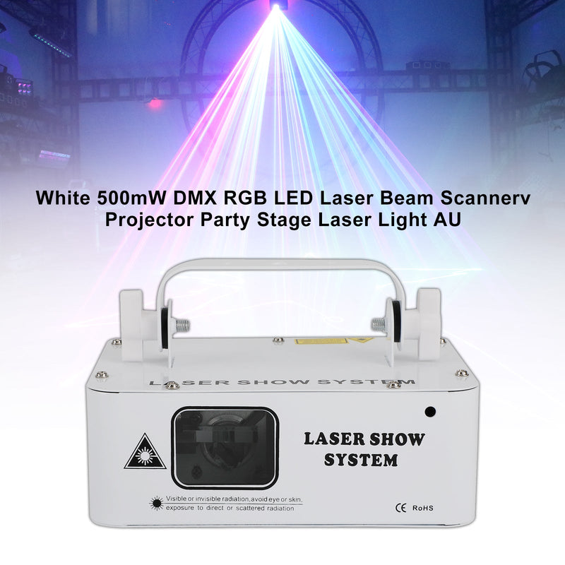 Vit 500mW DMX RGB LED Laser Beam Scanner Projektor Party Scen Laser Light AU