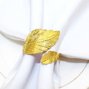 12 STK Servietringe Blad Servietholder Pynt Legering Gylden