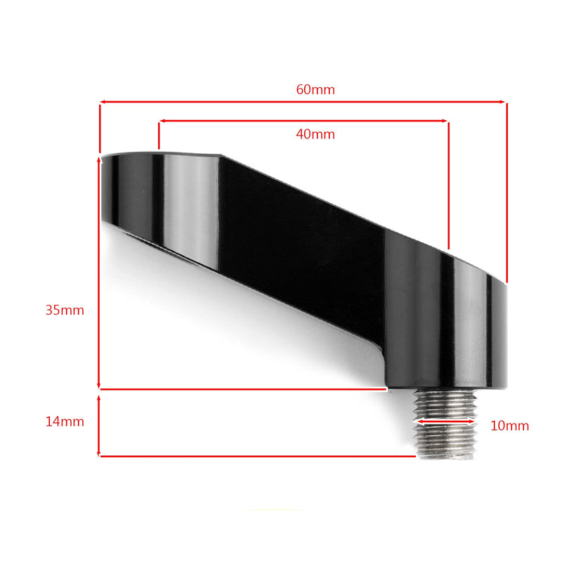 Motorsykkelspeilforlengelse Riser Forlengelsesbrakett Svart 10mm M10 Passer Honda Generic
