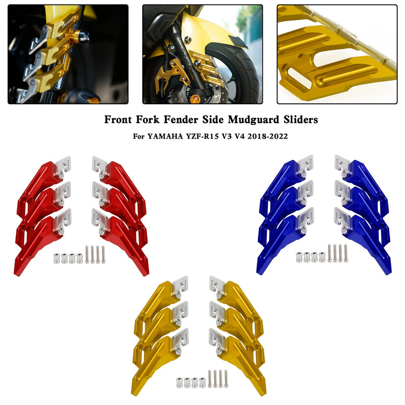 Yamaha YZF-R15 V3 V4 2018-2022 CNC framgaffel Fender Side Fender Sliders