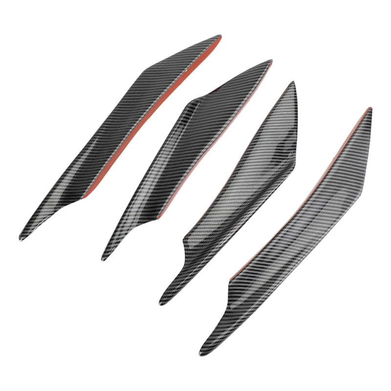 Paket med 4 Universal Front Bumper Fins Body Splitter Spoiler Canards Carbon Look