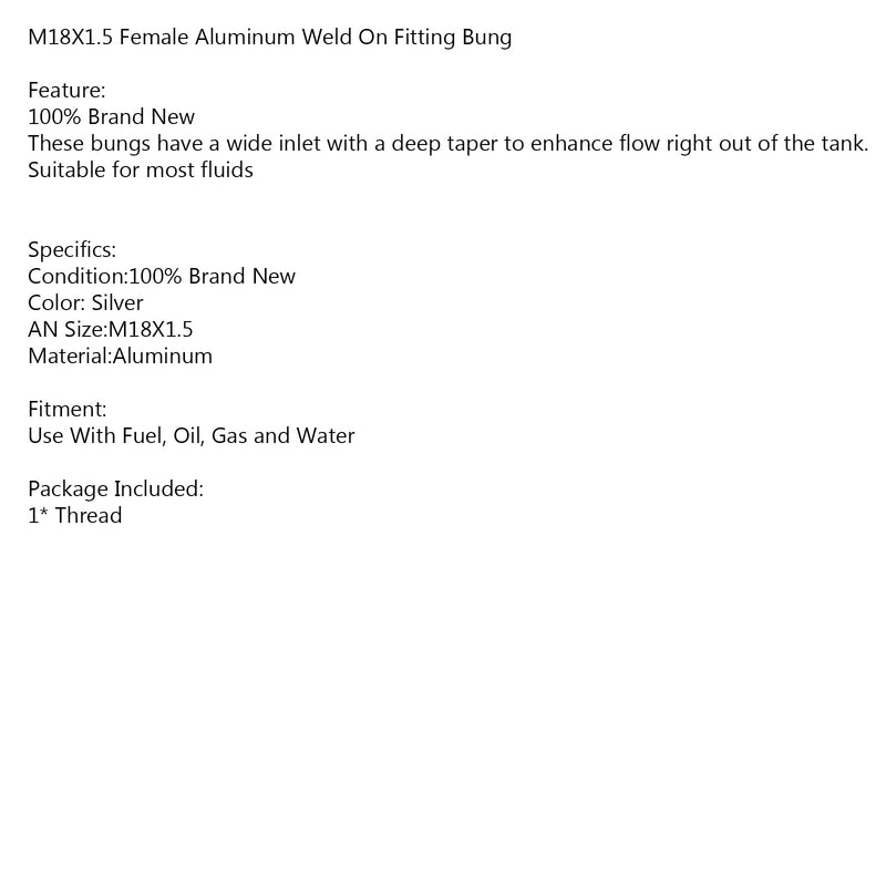 M18X1.5 Female Aluminium Weld On Fitting Bung Generic