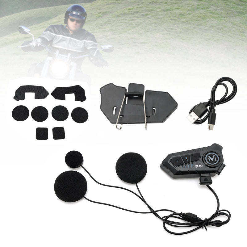 Universal Speaker Player Hjelm Bluetooth Hodetelefon Headset Svart For Motorsykkel