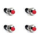4 stk Ny mini-trykknap SPST Momentary N/O OFF-ON Switch 10mm Rød til bil