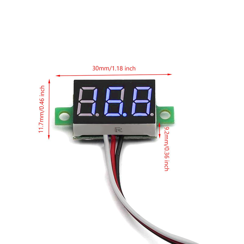 5x Mini DC 0-30V blå LED 3-digital display spänning voltmeter panel kalibrerbar