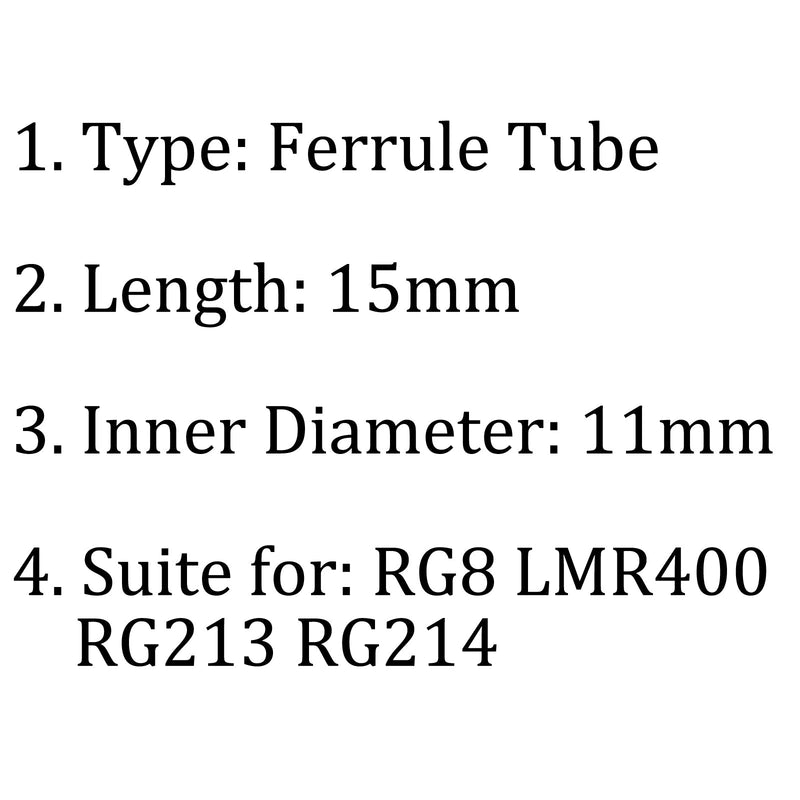 10 Stück Crimphülsenhülse Rohr für RG8 LMR400 RG213 RG214 Kabelverbinder