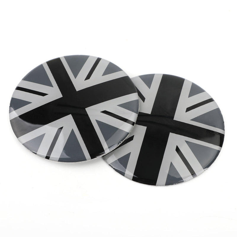 Black Union Jack UK Flag Wheel Hub Cap Emblem Badge Sticker for Mini Cooper Generic