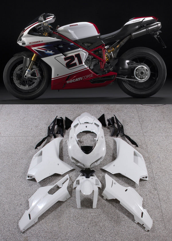 Carenagens 2007-2012 Ducati 1098 1198 848 Branco Vermelho #21 1098 Genérico