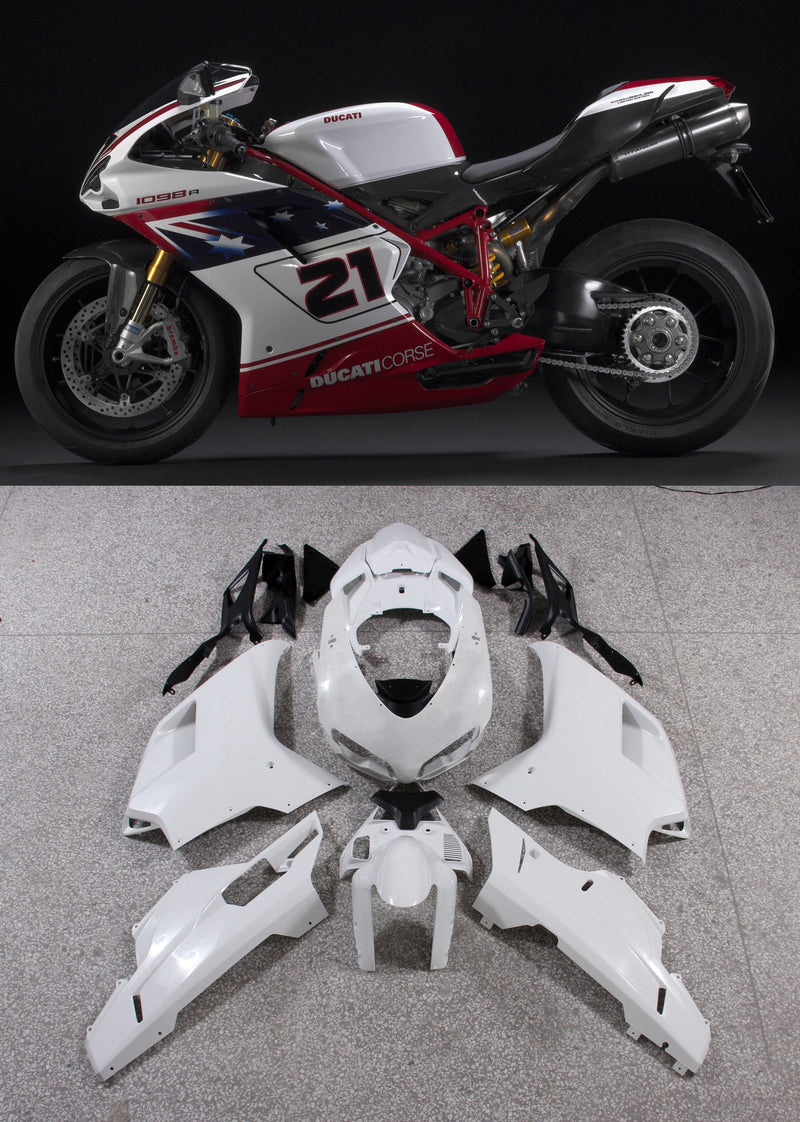 Carenagens 2007-2012 Ducati 1098 1198 848 Branco Vermelho