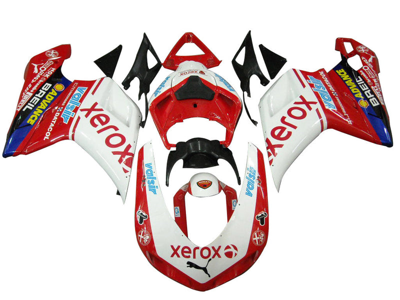 Kåpa för 2007-2012 Ducati 1098 1198 848 White & Red Xerox Generic