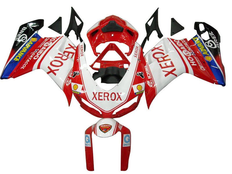 Fairings for 2007-2012 Ducati 1098 1198 848 Rød og hvit Xerox Generic