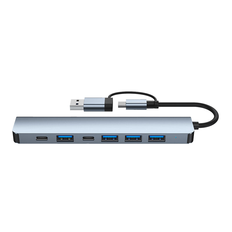 USB + Type C Dual Interface 7 i 1 USB C Hub Adapter Dock USB3.0+USB 2.0*2+SD+TF