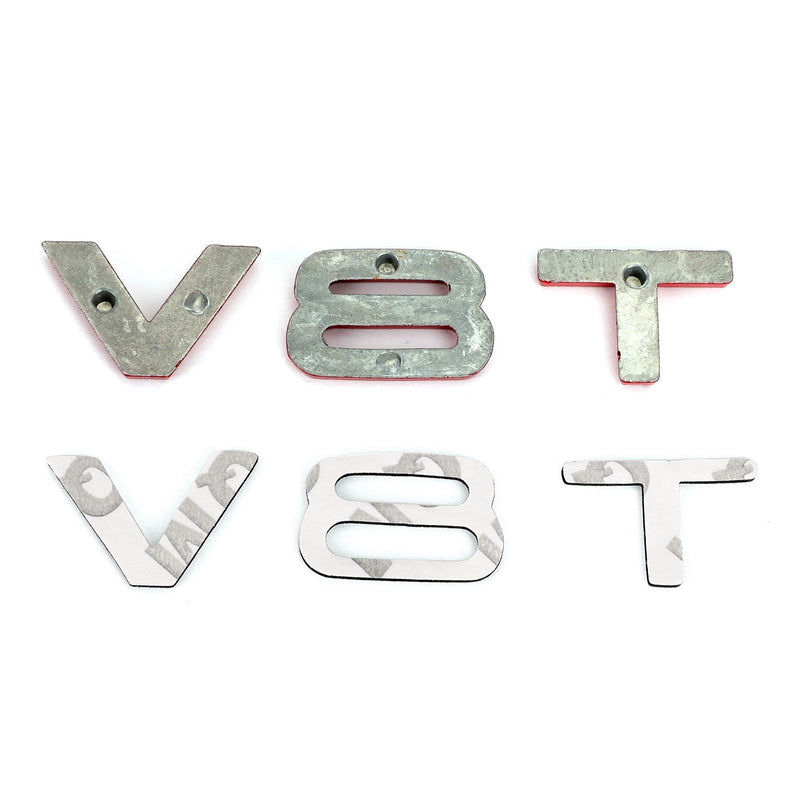 V8T Emblem märke för Audi A1 A3 A4 A5 A6 A7 Q3 Q5 Q7 S6 S7 S8 S4 SQ5 Röd