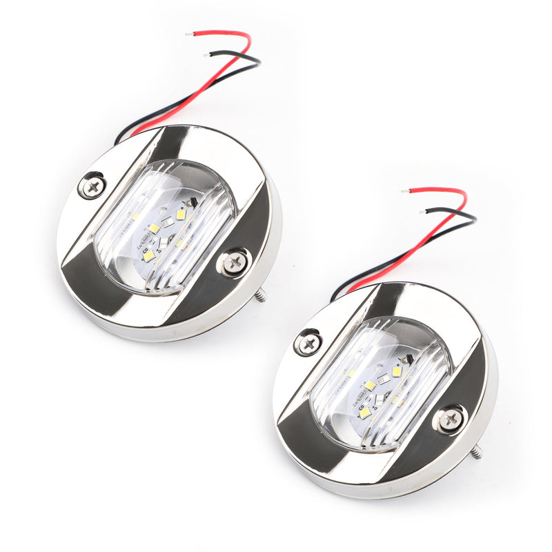 2 STK LED Marine Båt Yacht Speil Krom Anker Hekklys Rund 2835-SMD 12V