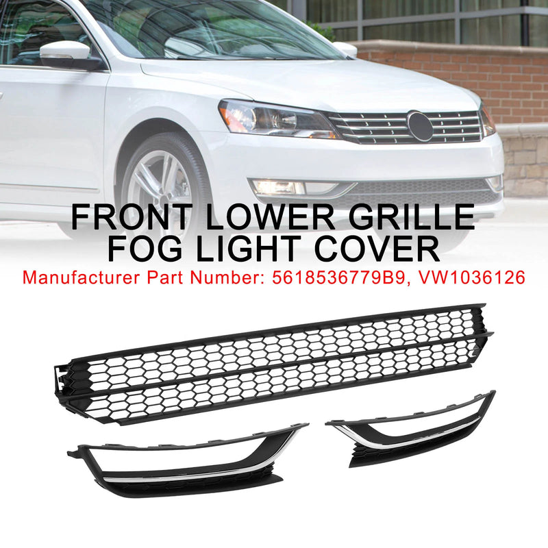 VW Passat 2012-2015 Front Nedre Grill Grill Tåkelys Deksel Black & Chrome