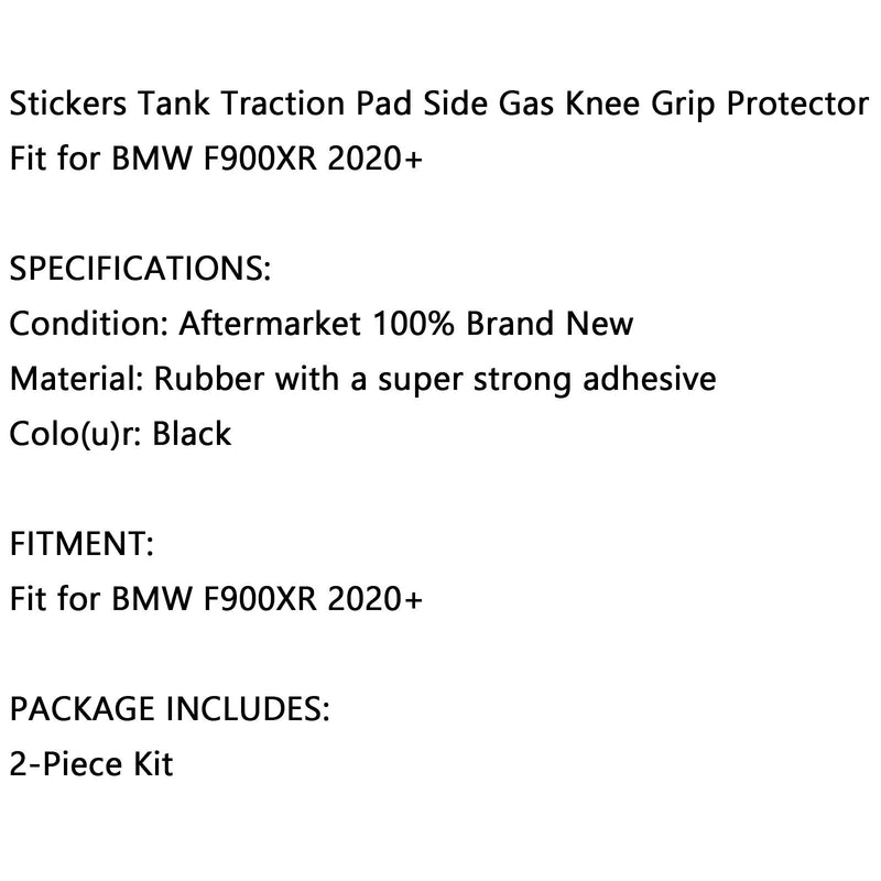 Proteção lateral do tanque 2X adequada para BMW F900Xr 20+ feita de borracha preta genérica