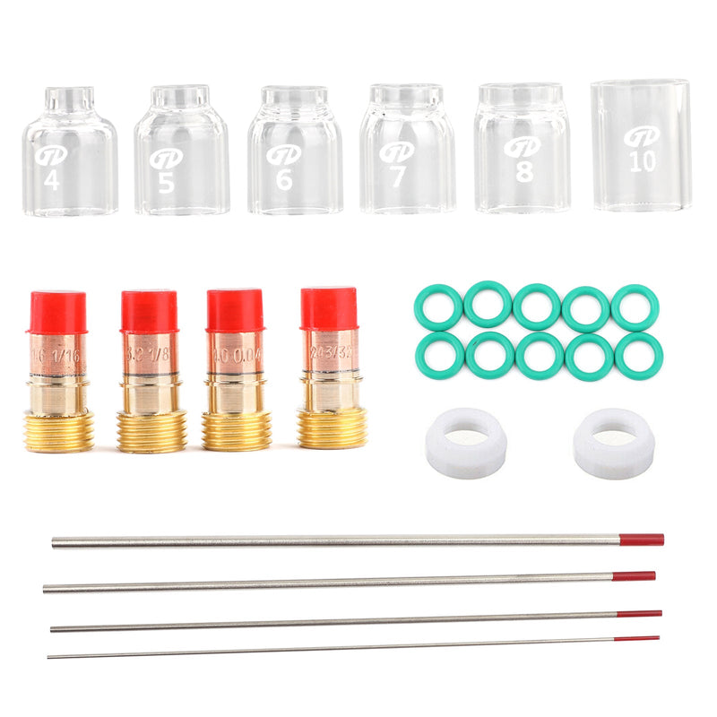 30 Stück WIG-Schweißen Stubby Gas Lens Pyrex Cup Kit Passend für WIG WP-17/18/26 Brenner